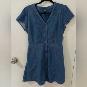 Mini blue denim dress